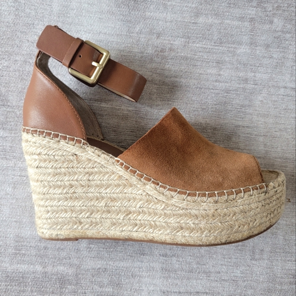 Marc Fisher ‘Adalyn' Espadrille Wedge Sandal Excellent Condition Camel Brown - Picture 11 of 11